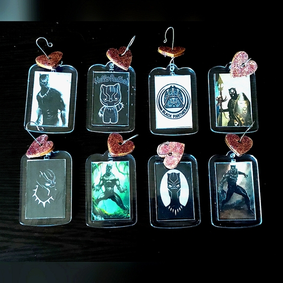 *HAPPY HOLIDAYS* 8 Black Panther Vibranium Ornaments! Double Sided. Handmade. - Picture 5 of 8